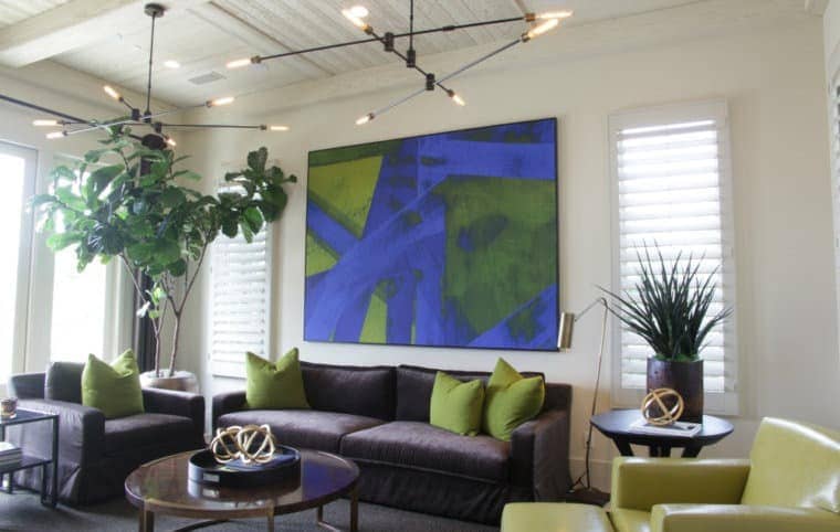 residential art consultants, wrapped art, large abstract canvas, blue and olive green wall art, contemporary wall art, contemporary art for living room
